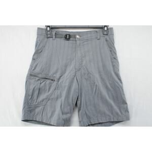 Ascend Performance Cargo Shorts Mens 34 Gray Striped Outdoors Hiking Zip Pockets